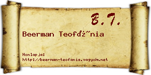 Beerman Teofánia névjegykártya
